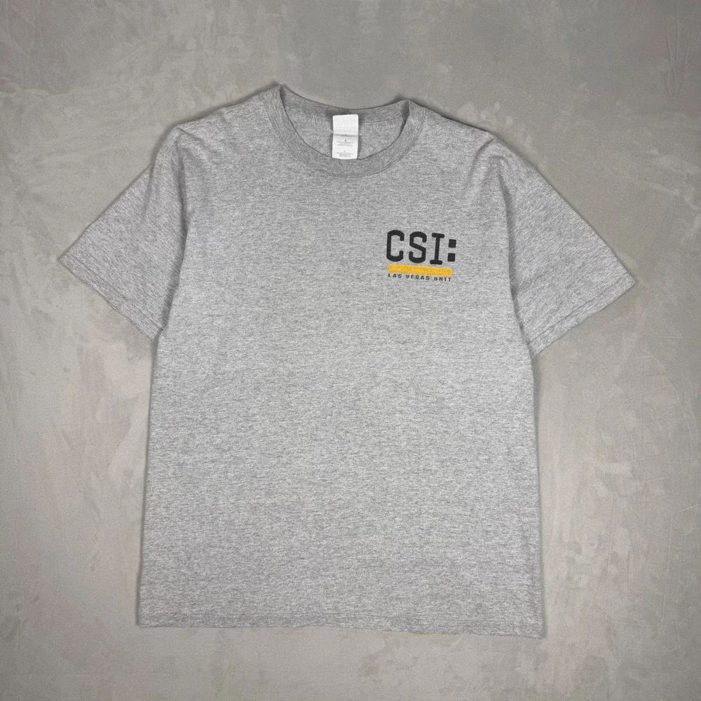 Y2K Mens Gildan CSI Las Vegas Unit Graphic Tee Grey Large